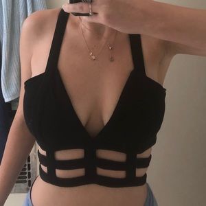 Caged Black Crop Top